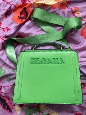 Steve Madden Neon Green Logo Structured Crossbody Bag